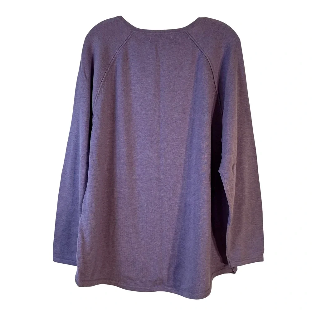 Karen Scott Womens XL Purple Cotton Crew Neck Raglan Pullover‎ Sweater